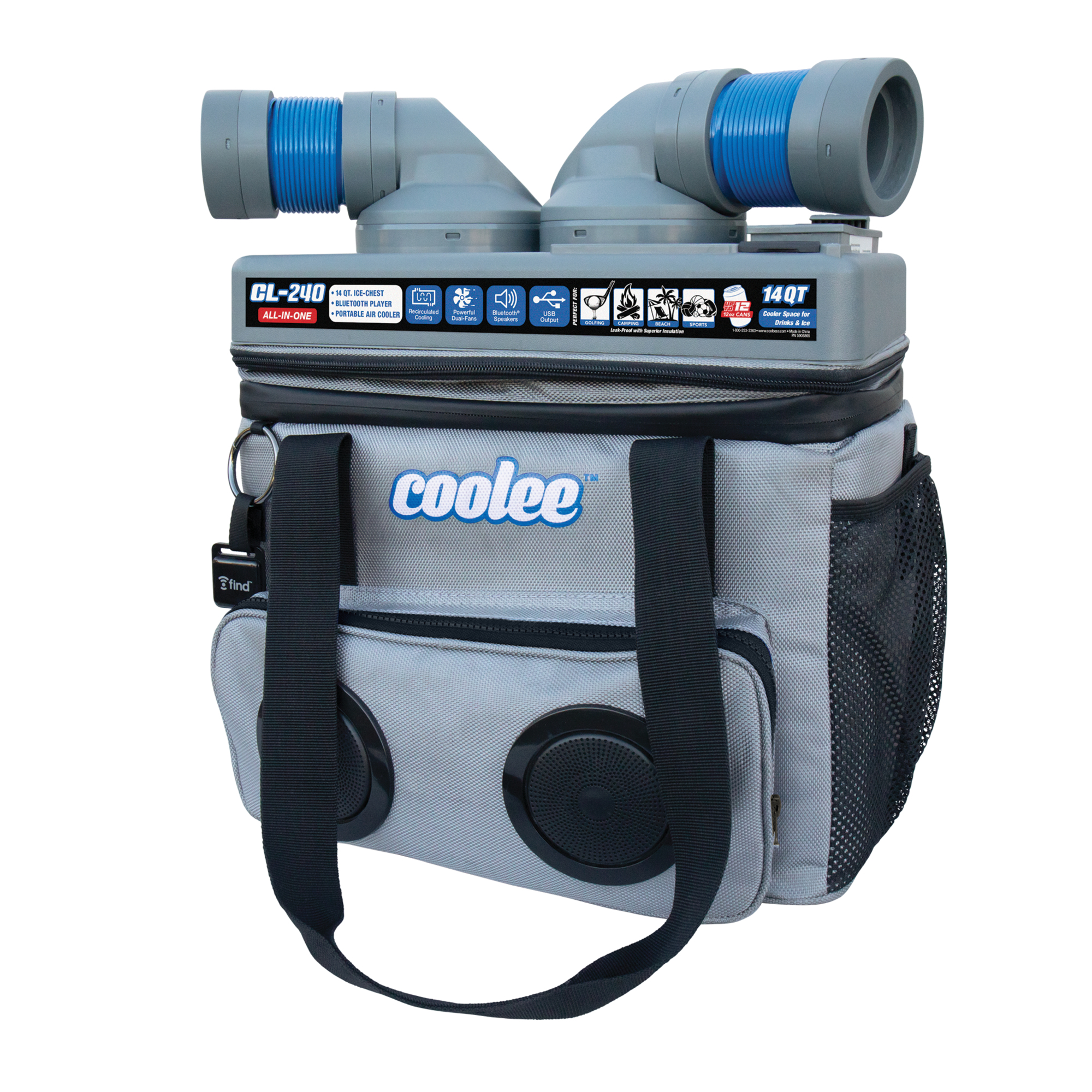 Cool Boss Portable Air Cooler, Ice Chest and Bluetooth Player, 4.5in., 170 CFM, Model# CL-240